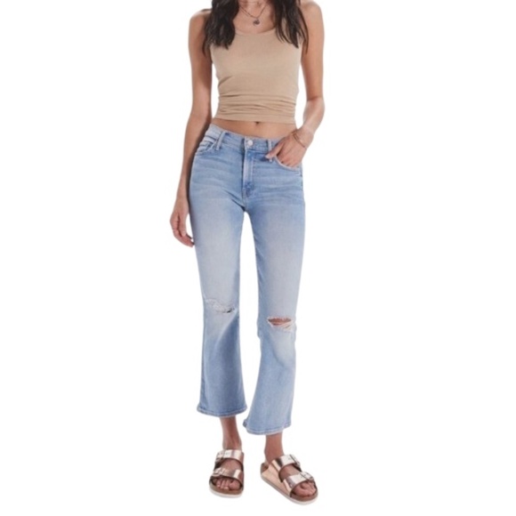 MOTHER The Outsider Ankle Chew cropped distressed jeans in Poisoned Petals 27 - Picture 1 of 17